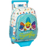 Safta BABY SHARK SURFING Kinderrucksack mit Trolley 705, ideal für Kinder unterschiedlichen Alters, bequem und vielseitig, Qualität und Stärke, 26 x 11 cm, Blau und Weiß, blau/weiß, Estándar,