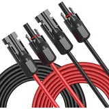 SENDALE Solarkabel 4mm2,Solarkabel Verlängerung 2/3/5M,Solarkabel Verlängerungskabel,Verbindungskabel Solarstecker,IP67 wasserdichtem Stecker(Rot/Schwarz) (4mm22M)