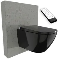Bernstein Dusch-WC pro+ 1104 Schwarz glänzend Spülrandlos eckig Komplettanlage