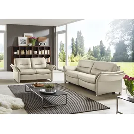 Hukla 2-Sitzer HUKLA "HU-SF15058 Ledersofa, Breite 164 cm", beige (torro ecru), B:164cm H:91cm T:92cm, Sofas, hochwertiges Glattleder, optional mit Kopfstütze