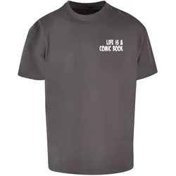 T-Shirt MERCHCODE "Merchcode Herren Book Comic Heavy Oversized Tee", Herren, Gr. 3XL, grau (magnet), 100% Baumwolle, bedruckt, casual, oversize, Rundhals, Kurzarm, Shirts