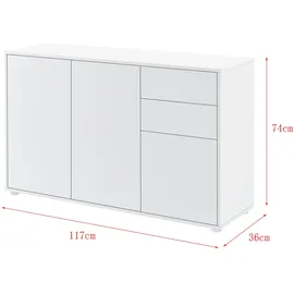 [en.casa] Paarl 74 x 117 x 36 cm Weiß hochglanz