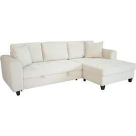 trends by hg Eckcouch Polyester mit Bettfunktion 3-Sitzer Beige