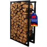Proregal Kaminholzregal PHOENIX Metall 100-150 x 40-65 x 25 cm mit 4 Kaminwerkzeugen Schwarz