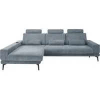 Set One by Musterring Ecksofa "SO 3600, inkl motor. Sitztiefenverstellung, Kopfstützen, Nierenkissen", blau (kama blau), B:293cm H:85cm T:180cm, 100% Polyester, SET ONE BY MUSTERRING, Sofas, Ecksofa, Sitzhöhe 44 cm, Kaltschaum, Breite 293 x Tiefe 180 cm, Kama blue