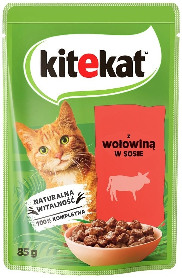 KITEKAT Rindfleisch in Sauce 28x85 g für ausgewachsene Katzen