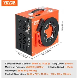 Vevor PCP-Luftkompressor 4500 PSI/30 MPa tragbar 1 l
