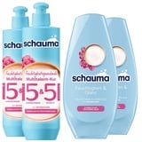 Schauma 5&5 Feuchtigkeitsspendende Multitalent-Kur (2x300 ml) Haarmaske Haarkur Hitzeschutz & Anti-Frizz & Schwarzkopf Feuchtigkeits-Spülung Feuchtigkeit & Glanz (2x250 ml)