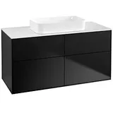 Villeroy & Boch Finion Waschtischunterschrank G67100PD 120x60,3x50,1cm, Glass White Matt, Black matt lacquer