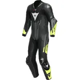 Dainese Misano 3 D-Air Airbag perforierte 1-Teiler Motorrad Lederkombi, schwarz-grau-gelb, Größe 62 für Männer