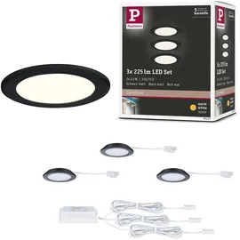 Paulmann LED Möbeleinbauleuchten 3er-Set 65mm 3x2,5W 3x180lm 230/12V 3000K Schwarz matt