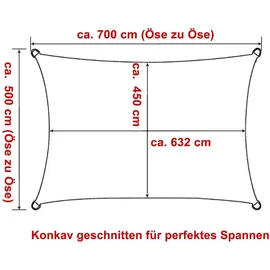 Woltu Sonnensegel Sonnenschutz PES Windschutz UV Schutz Creme 2x4m