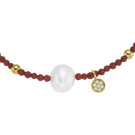 GIORGIO MARTELLO MILANO Armband mit Süßwasser-Perlen und Ziersteinen goldfarben 19 cm