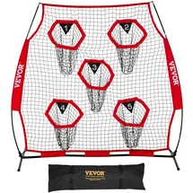 Vevor Fußballtrainer Wurfnetz Rot 208 x 91 x 189 cm