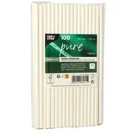 Papstar Trinkhalme Papier "pure" Ø 6 mm · 20 cm braun