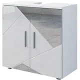 Vicco Waschbeckenunterschrank Irma Weiß Hochglanz mit Einsätzen, 60 x 59 cm