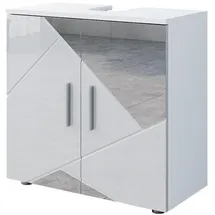 Vicco Waschbeckenunterschrank Irma Weiß Hochglanz mit Einsätzen, 60 x 59 cm