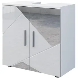 Vicco Waschbeckenunterschrank Irma Weiß Hochglanz mit Einsätzen, 60 x 59 cm