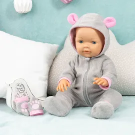 Bayer Puppenkleidung Plüschoverall Grau/Rosa (84205AA)