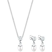 Elli Schmuckset Süßwasserperle Zirkonia 925 Silber