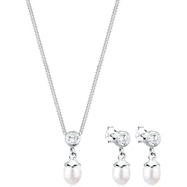 Elli Schmuckset Süßwasserperle Zirkonia 925 Silber