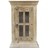 SIT Möbel SIT DAIPUR beige natur antikgrau), B:44cm H:70cm T:20cm, Glas, Massivholz, Schränke, Hängeschrank, geschnitzte Verzierungen