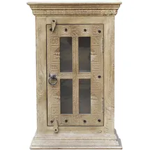 SIT Möbel SIT DAIPUR beige natur antikgrau), B:44cm H:70cm T:20cm, Glas, Massivholz, Schränke, Hängeschrank, geschnitzte Verzierungen