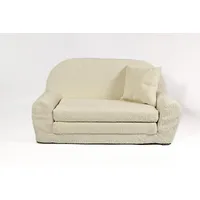 FORTISLINE Kindersofa Mini-Sofa Kindersofa Spielsofa aus Teddy-Stoff ausklappbar, Ausklappbar beige