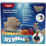 Sandy Clay Spielsand Seaworld 600g mit Förmchen und Hintergrund - Blau