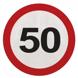 Folat 50. Geburtstag Verkehrsschild 20 Servietten