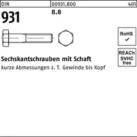 Industrial Quality Supplies DIN 931/ISO 4014 Sechskant-Schaftschraube M8x135 Stahl