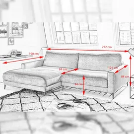 KAWOLA Ecksofa Cara Cord Recamiere links smaragd