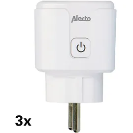 Alecto SMART-PLUG20 - Smarter WLAN-Zwischenstecker mit Stromzähler, 16 A, 3680 W, 3er-Pack, Weiß