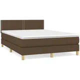 vidaXL Boxspringbett mit Matratze Dunkelbraun 140x200 cm Stoff1377967