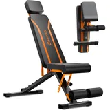 350KG hantelbank klappbar - Bonvork Trainingsbank mit 1,6 MM Verdickter Stahl, Schrägbank für Fitnessstudio zu Hause,hantelbank verstellbar, Flach Rückgang Bankdrücken Bank (with headrest)