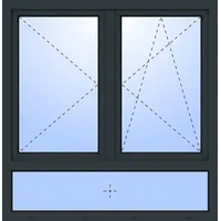 Zweiflügelfenster mit Unterlicht SEBASTIAN Dreh / Dreh-Kipp Stulp Anthrazit RAL 7016 beidseitig innen öffnend DIN links