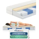 AM Qualitätsmatratzen | Premium Latex-Taschenfederkernmatratze - 180x200 cm - H3 - 1000 Federn