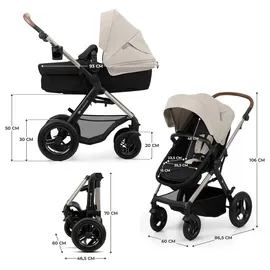 Kinderkraft MOOV 2 4-in-1 AIR Kombikinderwagen, Moonlight Grey, Kinderwagen 2 in 1