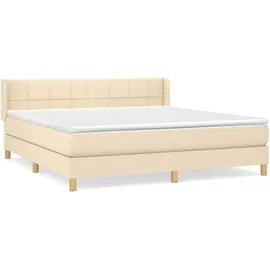 vidaXL Boxspringbett mit Matratze Creme 180x200 cm Stoff