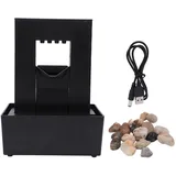 Dekorativer Zimmerbrunnen, Kleiner Gurgelnder Wasserbrunnen mit LED-Licht, Tischbrunnen für den Innenbereich, Batterie- oder USB-betrieben, Entspannungswasserbrunnen mit Steinen