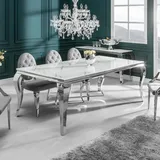 riess-ambiente Design Esstisch MODERN BAROCK 200cm weiß chrom Glasplatte Marmor Edelstahlbeine Esszimmertisch Konferenztisch Tisch - Weiß