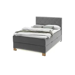 Boxspringbett USB-Anschluss & LED- Beleuchtung  Clara , grau , Maße (cm): B: 141 H: 119