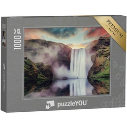 puzzleYOU Puzzle Puzzle 1000 Teile XXL „Skogafoss Wasserfall in Island“, 1000 Puzzleteile, puzzleYOU-Kollektionen Wasserfälle, Skandinavien