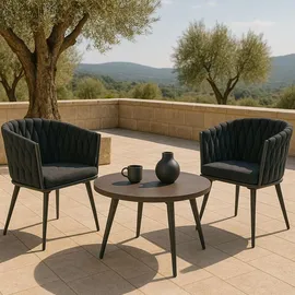 Mendler HWC-N38 Aluminium-Gartenstuhl 61 x 61 x 82 cm anthrazit 2 St.