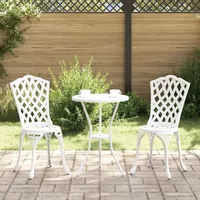 vidaXL 3-teiliges Garten Bistro Set aus weißem Gussaluminium