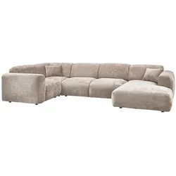Ecksofa Cloud aus Chenille-Stoff Links, Natur