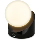 Briloner - Mini LED Tischlampe kabellos IP54 dimmbar in Stufen, Akku & Lichtquelle tauschbar, Nachttischlampe, Kugel, LED Lampe, Akku Tischleuchte, Outdoor Lampe, 10x8x9 cm, Schwarz