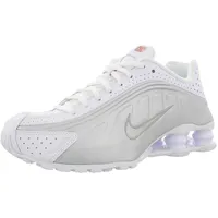 Nike Damen Shox R4 Sneaker, Mehrfarbig (White/White/Metallic Silver/Max Orange 000), 42.5 EU