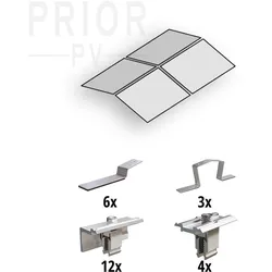 Prior PV Ost-West Flachdach-Aufständerungs-Set 2x2 Solarmodule