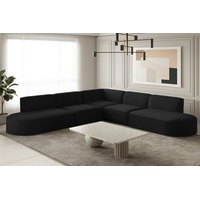 Fun Möbel Ecksofa Designersofa PALMA Stoff Opera Velvet Schwarz